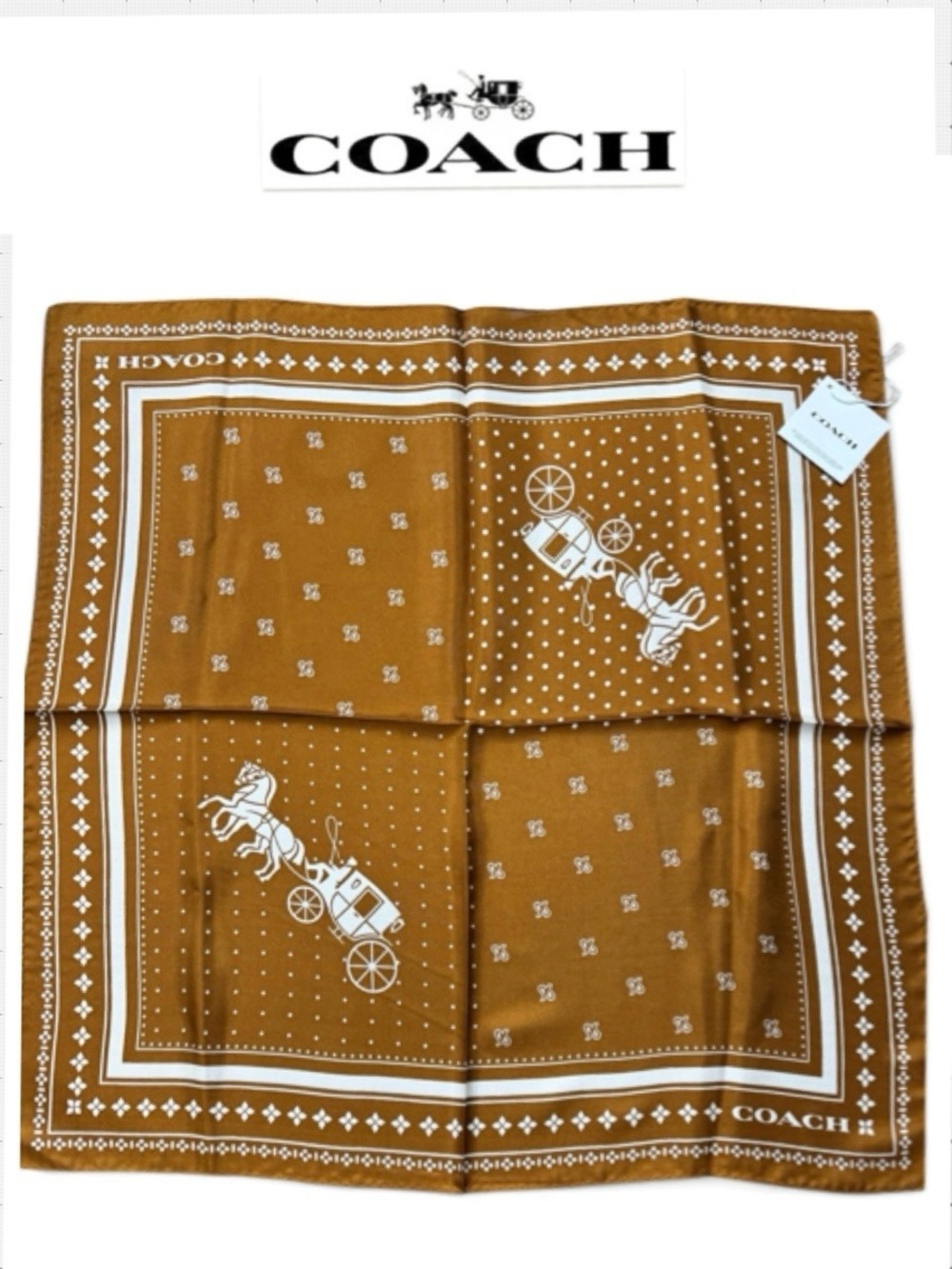 Coach Horse And Carriage Dot Print Silk Bandana BrandNew With Tag CAP44